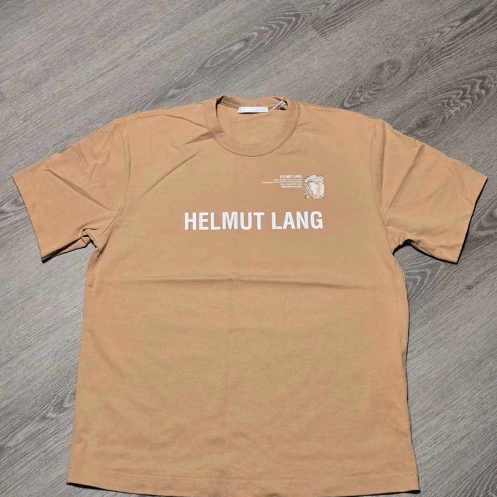 Helmut Lang Beige Tee with White Logo